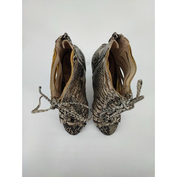 Women's Vince Camuto Fiona Open Toe Lace Up Front Beige Heeled Booties Size 7 - Picture 4 of 8